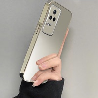 适用红米k50手机壳redmik50redmi镜面补妆22021211ac小米高级感保护套女全包简约k5o电镀银k50外壳钢化膜
