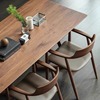 纯实木餐桌家用现代简约轻奢长方形书桌，胡桃色洽谈茶桌广岛椅组合