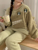 珊瑚绒睡衣女冬季加绒加厚可爱恐龙法兰绒冬天学生家居服套装