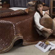 高端天然碳化麻将1.8m床可折叠凉席双人家用1.5米竹席子奢华盛世