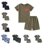 儿童短袖迷彩服t恤套装，夏季速干体能服男女童夏令营，军训t恤半袖装