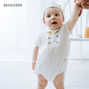 韩国benzdeer23夏男女(夏男女)宝宝婴幼儿童装，百天周岁礼服生日哈衣爬服