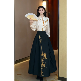 芙娜妮新中式半身裙，衬衫流苏复古小个子，设计感秋冬两件套f2333682