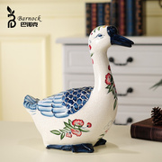 陶瓷天鹅摆件一对小迷你动物手工中式客厅现代创意可爱工艺装饰品