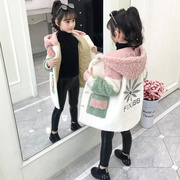 韩国女童貂绒外套2021秋冬装，毛毛衣(毛毛衣)韩版加绒加厚儿童洋气大衣