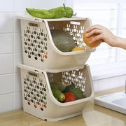 多层塑料置物架厨房浴室卧室家用可叠加水果蔬菜收纳篮整理收纳筐