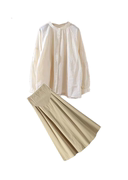 孕妇装秋季套装蕾丝长袖衬衫灯笼袖中长款上衣托腹半身裙两件套
