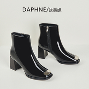 daphne达芙妮小个子穿搭~靴子女，设计感小众，粗跟高跟短靴秋冬加绒