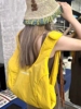 韩版慵懒风可爱黄色大容量双肩，包多用式背包2024秋冬学生书包