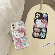 Hellokitty凯蒂猫流沙摇摇乐适用于苹果15 14 13手机壳iPhone12 11promax滴胶XR立体定制78plus可爱SE2保护套