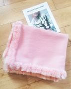 特出口外贸原单粉色显白兔毛羊绒围巾披肩纯色长方形保暖冬季
