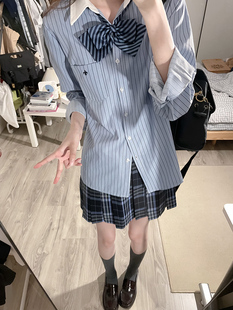 星星抱月球/川/JK制服格裙日系成品布蓝格学院风半身裙