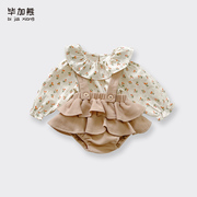 婴儿衣服春装新生时髦洋气两件套公主满月超萌1岁女宝宝套装春秋