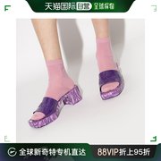 99新未使用香港直邮GucciGUCCI 女士紫色皮革露趾高跟拖鞋 70
