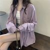 法式紫色长袖雪纺衬衫，上衣女夏季小个子，宽松衬衣外搭防晒开衫外套