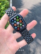 卡客表带适用苹果手表iwatch7不锈钢6543金属S8男士实心钢带黑色