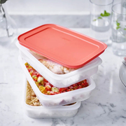 特百惠冷冻饺子扁盒食品冰箱，收纳盒675ml可叠放保鲜盒子塑料