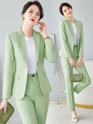 浅绿色西装套装女秋装2023气质正装职业装西服外套休闲工作服