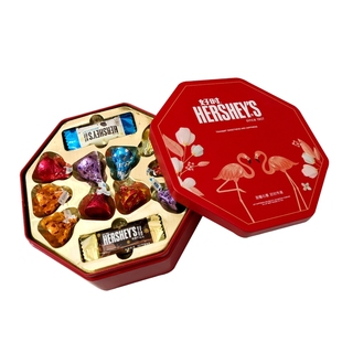 hershey‘s好时之吻巧克力，10粒+6排块火烈鸟，铁盒礼盒装成品喜糖