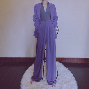 WYZ盖盖 休闲紫色西装外套女时尚气质高端西装套装女春秋韩版