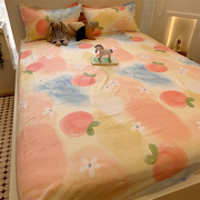可爱少女心床笠枕套三件套四季款防尘床垫保护套学生床单1.2m