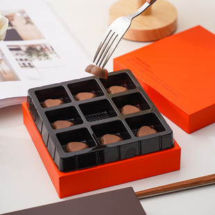 七夕情人节生巧克力包装盒9粒生巧盒子礼盒高档硬盒手工免折空盒