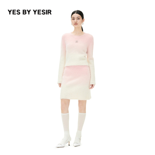 YES BY YESIR叶谦原创设计师2023秋冬芭比羊驼毛女针织衫套装
