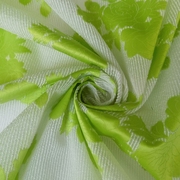 条纹白底绿色提花欧根纱布料  夏季薄款连衣裙衬衫时装面料