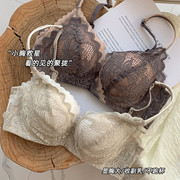 秋冬蕾丝内衣小胸聚拢加厚无钢圈收副乳上托防下垂调整型文胸套装