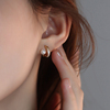 s925银针天然贝母耳钉，耳环气质百搭简约小巧耳饰高级感轻奢精致