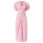 ISABEL MARANT 女士粉色真丝/弹性纤维长款印花短袖连衣裙