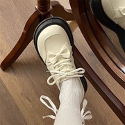 小皮鞋女学院风2024春季学生日系复古白色系带厚底玛丽珍单鞋