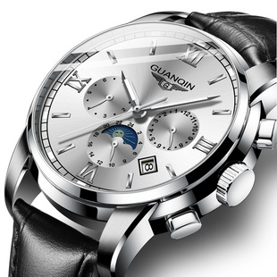冠琴手表钢带防水瑞士自动机械男商务夜光精钢皮带日历国产腕表