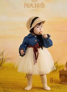 儿童摄影服装女童连衣裙公主，裙骑马装洋气，女宝长袖裙子1-2岁