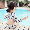 儿童泳衣女孩连体长袖防晒女童可爱游泳衣韩国小公主温泉亲子泳装