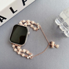 水晶珍珠链适用applewatchs9s8代表带iwatch7苹果手表se265不锈钢，表带高级感腕带女生小珍珠水钻手链41mm45