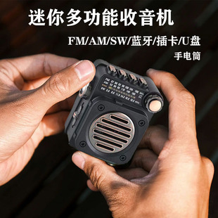 迷你蓝牙收音机多波段fmamsw插卡小音响u盘mp3播放器可充电手电