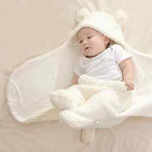婴儿抱被秋冬纯棉羊羔绒，加厚卡通初生，婴儿包被防惊跳睡袋新生儿用