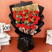 19朵红玫瑰花束永生鲜香皂花，仿真花母亲节520情人生日礼物送女友