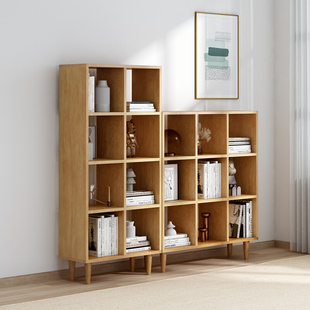 定制实木办公置物架家用书架落地格子书柜原木置物架北欧简约收纳