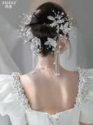 韩式超仙白色蕾丝花朵对夹，森系甜美新娘，婚纱礼服头饰礼服造型配饰