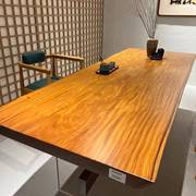 非洲柚木王实木大板茶桌，茶板原木餐桌，奢华高级缅甸黄花梨办公