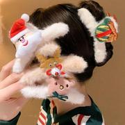 圣诞节毛绒发夹可爱卡通，麋鹿角抓夹女后脑勺，鲨鱼夹子头饰发饰