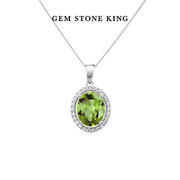 GSK 3.32克拉绿橄榄石项链女925银满钻时尚复古锁骨链送妈妈礼物