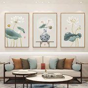 客厅装饰画新中式沙发背景墙，挂画现代简约壁画免打孔有框画三联画