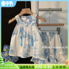 女童新中式套装夏季儿童复古中国风洋气女孩雪纺吊带衫短裤两件套