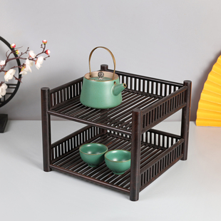 紫光檀茶棚红木置物架实木中式茶具收纳架桌面博古架小型展示架子