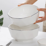 8英寸金边骨瓷汤碗1只装16.8元家用大号汤碗圆形描金汤盆大容量碗