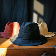 日系编织拉菲草帽可折叠夏天男女款巴拿马礼帽爵士，帽防晒大檐草帽