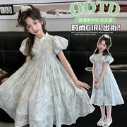 10岁女童连衣裙女童连衣裙夏季高级感2024中国风裙子夏天儿童